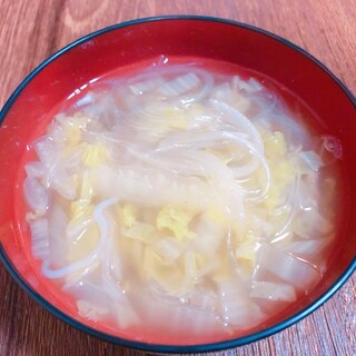 白菜と玉ねぎの春雨スープ